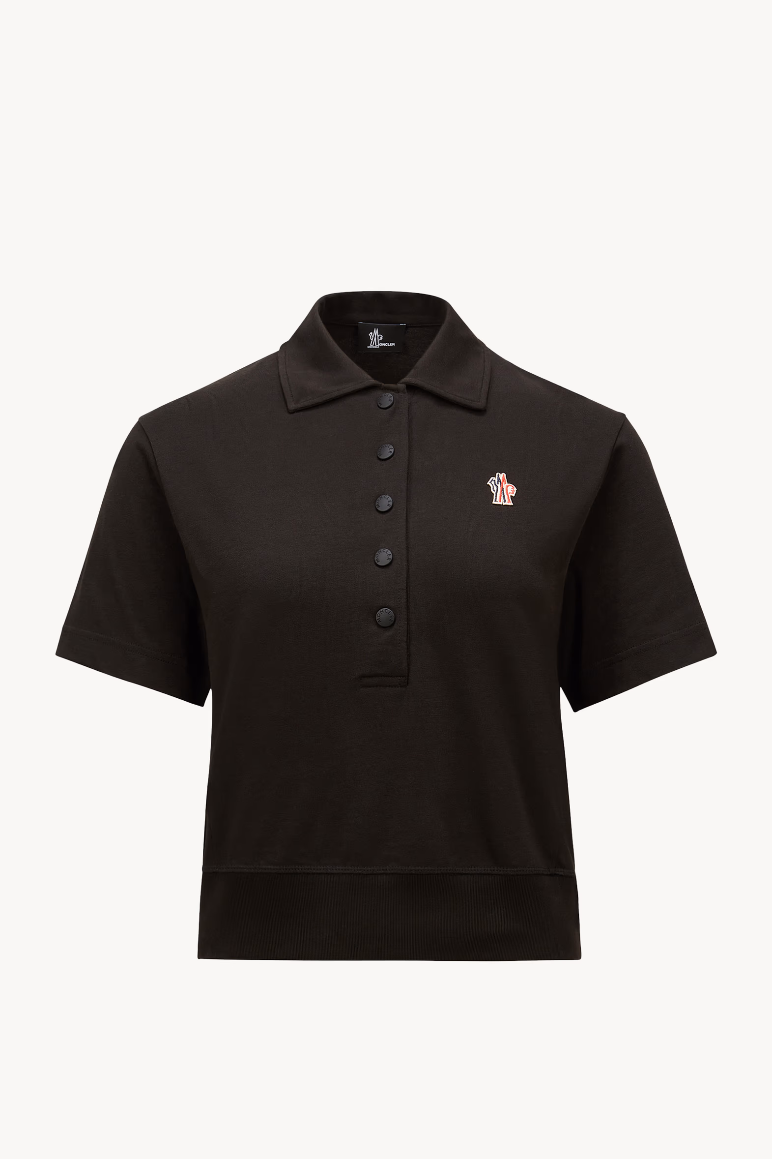 Polo de algodón con parche con logotipo Mujer Negro Moncler 2